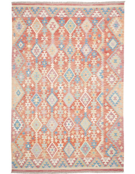 Rug Kilim Afghanistan 200x302 Terracotta Blue