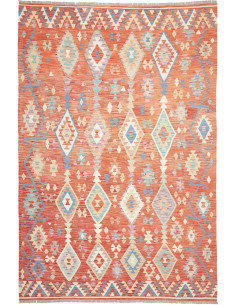 Tappeto Kilim Afghanistan 204x305 Rosso Terraco