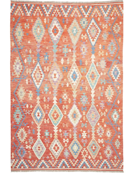 Tappeto Kilim Afghanistan 204x305 Rosso Terraco