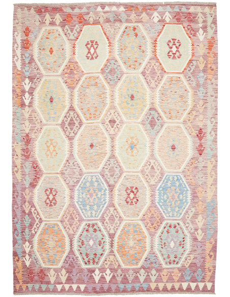 Tappeto Kilim Afghanistan 210x296 Malva Pastell