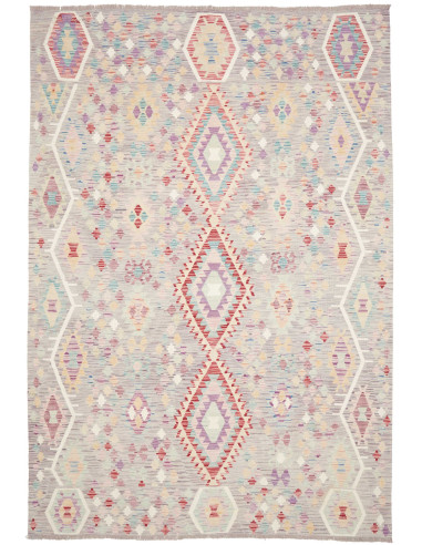 Tappeto Kilim Afghanistan 203x301 Grigio-lilla