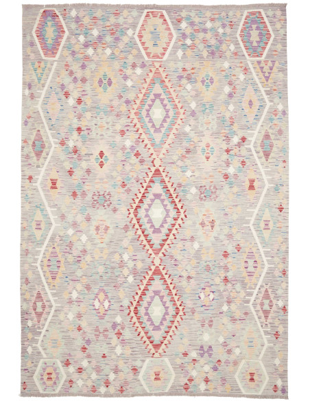 Tappeto Kilim Afghanistan 203x301 Grigio-lilla