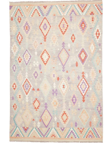 Rug Kilim Afghanistan 200x304 Muted Grey Pastel