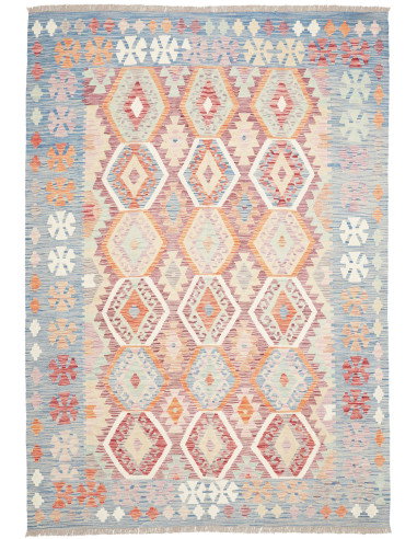 Tappeto Kilim Afghanistan 178x256 Azzurro Crema