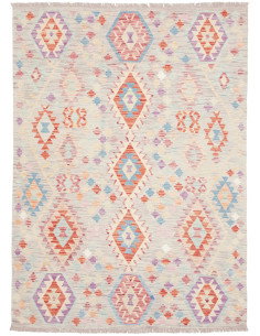 Tappeto Kilim Afghanistan 150x208 Grigio Chiaro