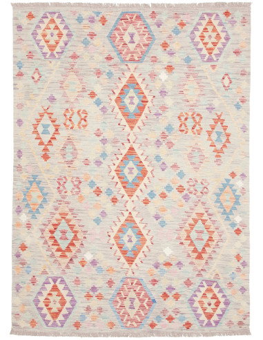 Tappeto Kilim Afghanistan 150x208 Grigio Chiaro