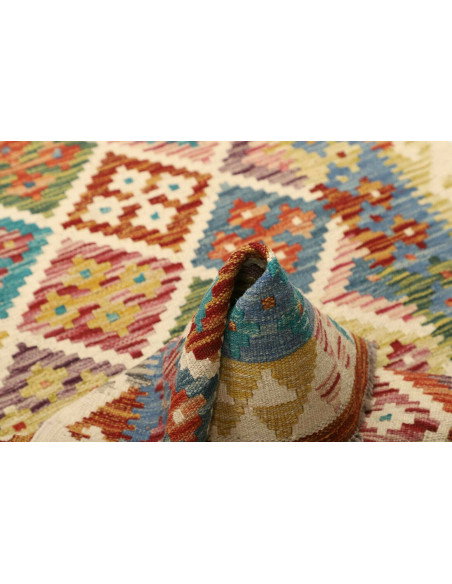 Kilim 100x150 Cm Kilim Afghano Lana Cardata A Mano Cotone