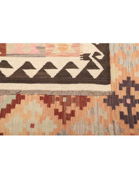 Kilim 200x297 Cm Kilim Afgano, Lana Cardata A Mano, Ordito