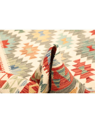 Kilim 205x290 Cm Kilim Afghano. Lana Cardata A Mano (ordito: