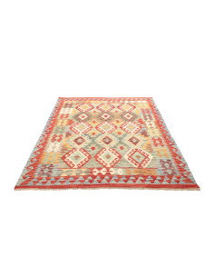 Kilim 154x198 Cm Kilim Afghano, Lana Cardata A Mano, Ordito 2