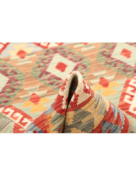 Kilim 154x198 Cm Kilim Afghano, Lana Cardata A Mano, Ordito