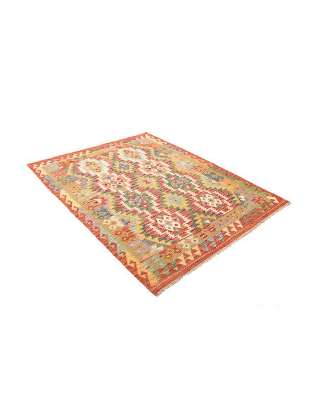 Kilim 145x194 Cm Kilim Afghano In Lana Cardata A Mano.