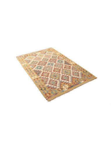 Kilim 105x152 Cm Kilim Afghano Lana Cardata A Mano Cotone