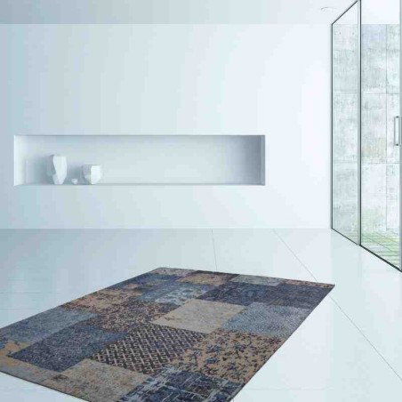 tappeto moderno patchwork symphony 160 blu