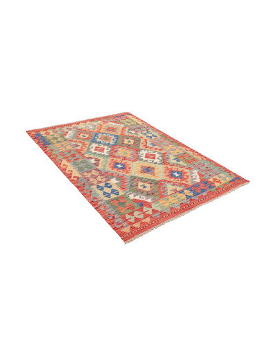 Kilim 125x172 Cm Kilim Afgano. Lana Cardata A Mano (ordito: