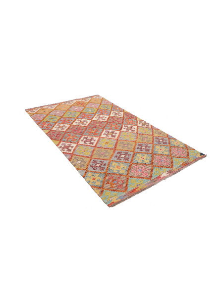 Kilim 119x192 Cm Kilim Afgano, Lana Cardata A Mano, Cotone