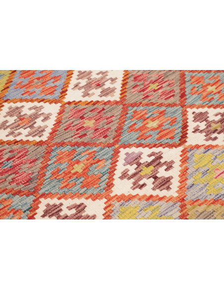 Kilim 119x192 Cm Kilim Afgano, Lana Cardata A Mano, Cotone