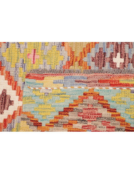 Kilim 119x192 Cm Kilim Afgano, Lana Cardata A Mano, Cotone