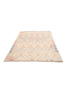 Rug Killim 150x202 Cream With Coral Light Blue 2