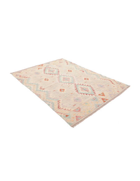 Rug Killim 142x198 Pastel Beige With Blue Pink