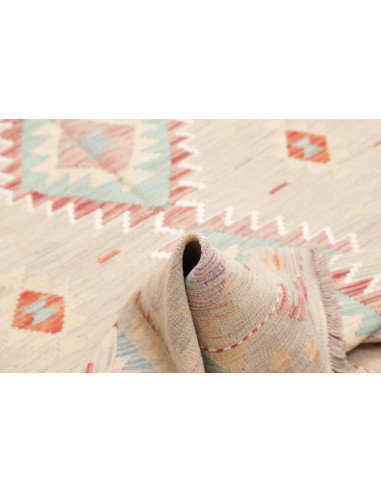 Rug Killim 142x198 Pastel Beige With Blue Pink