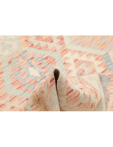 Rug Killim 152x200 Soft Blue And Coral Pink