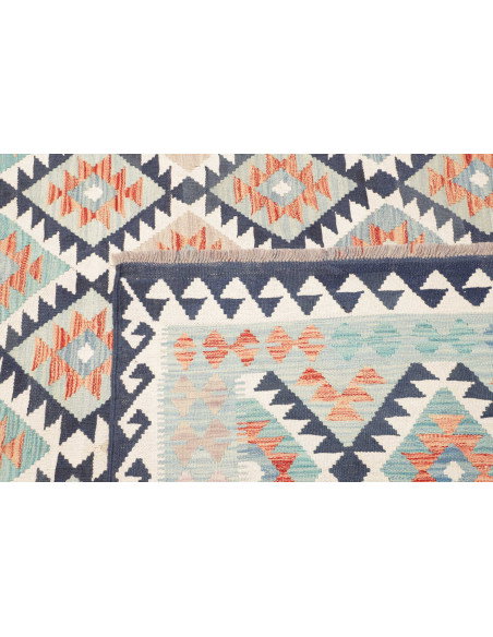 Rug Killim 250x354 Multicolor (cream Navy Blue