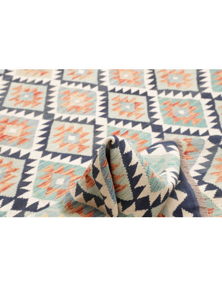 Rug Killim 250x354 Multicolor (cream Navy Blue