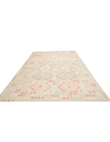 Rug Killim 242x367 Light Aqua And Pale Coral