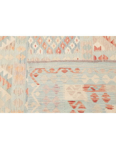 Rug Killim 242x367 Light Aqua And Pale Coral