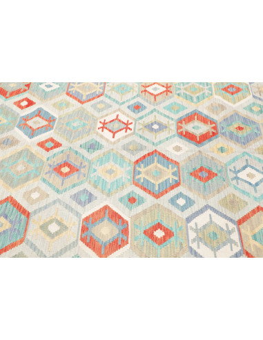 Tappeto Kilim Afghanistan 198x297 Bianco Sporco