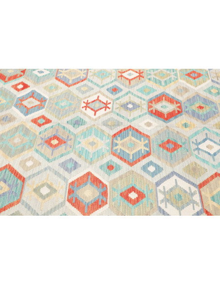 Tappeto Kilim Afghanistan 198x297 Bianco Sporco