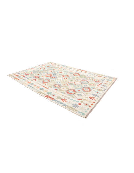 Tappeto Kilim Afghanistan 201x297 Crema Azzurro