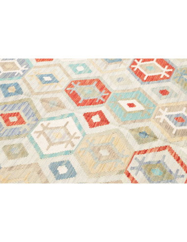 Tappeto Kilim Afghanistan 201x297 Crema Azzurro