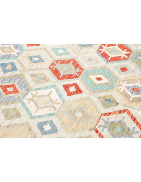 Tappeto Kilim Afghanistan 201x297 Crema Azzurro