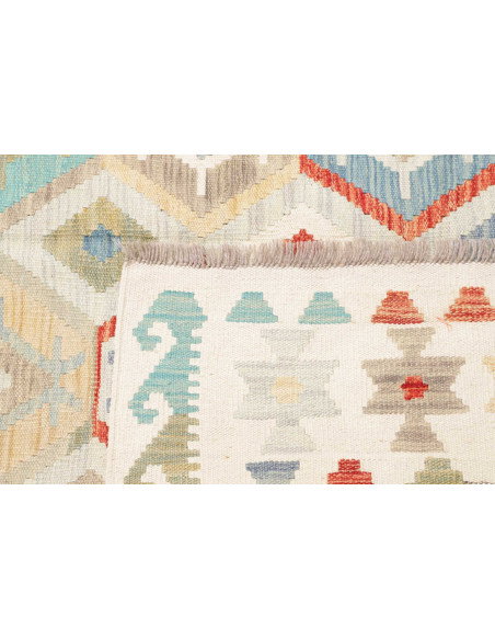 Tappeto Kilim Afghanistan 201x297 Crema Azzurro