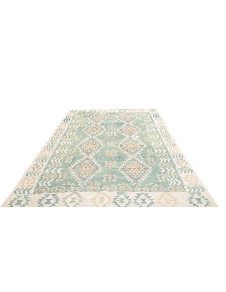 Tappeto Kilim Afghanistan 194x294 Verde Acqua B