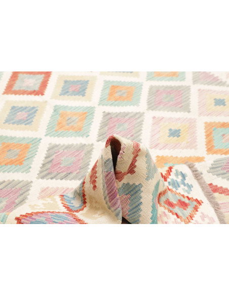 Tappeto Kilim Afghanistan 202x293 Beige Azzurro