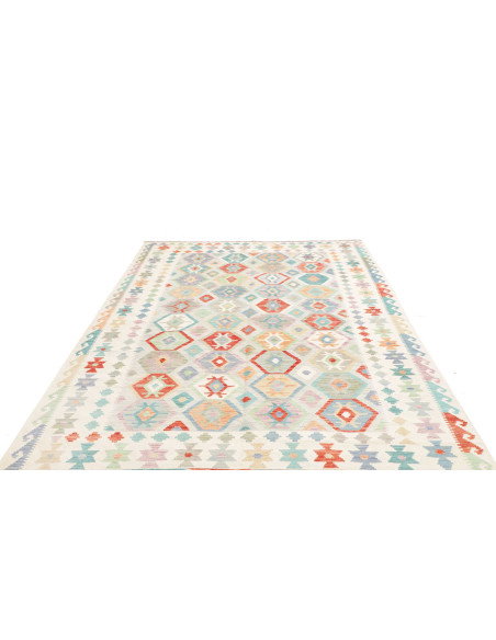 Tappeto Kilim Afghanistan 200x298 Crema Blu Acq