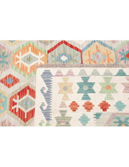 Tappeto Kilim Afghanistan 200x298 Crema Blu Acq