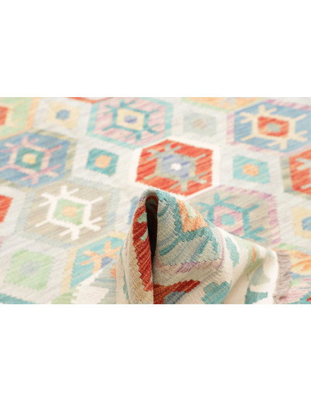 Tappeto Kilim Afghanistan 200x298 Crema Blu Acq