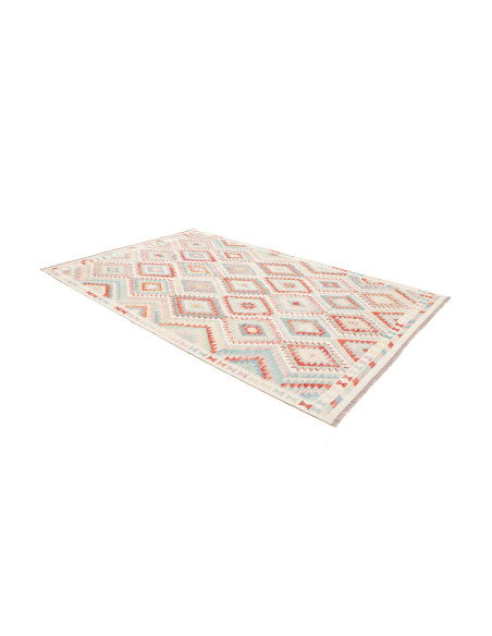Tappeto Kilim Afghanistan 204x303 Bianco Sporco