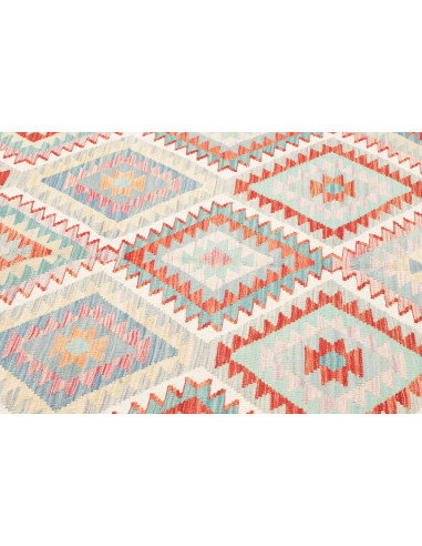 Tappeto Kilim Afghanistan 204x303 Bianco Sporco