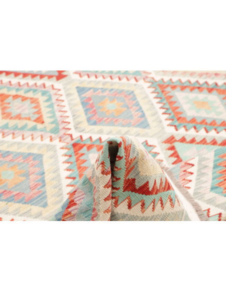 Tappeto Kilim Afghanistan 204x303 Bianco Sporco