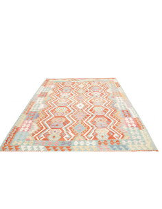 Rug Kilim Afghanistan 204x296 Terracotta Aqua 2