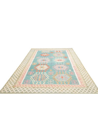 Tappeto Kilim Afghanistan 203x297 Turchese Cora