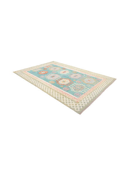 Tappeto Kilim Afghanistan 203x297 Turchese Cora