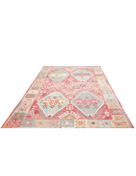 Tappeto Kilim Afghanistan 200x292 Rosso Corallo