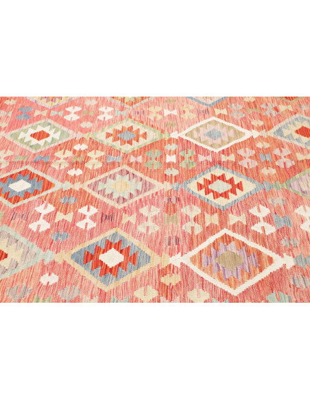 Rug Kilim Afghanistan 255x361 Coral Pink Sky Bl