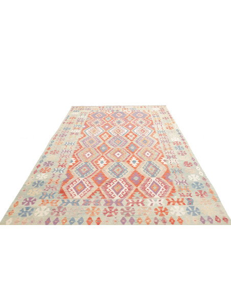 Rug Kilim Afghanistan 196x304 Sage Green Coral